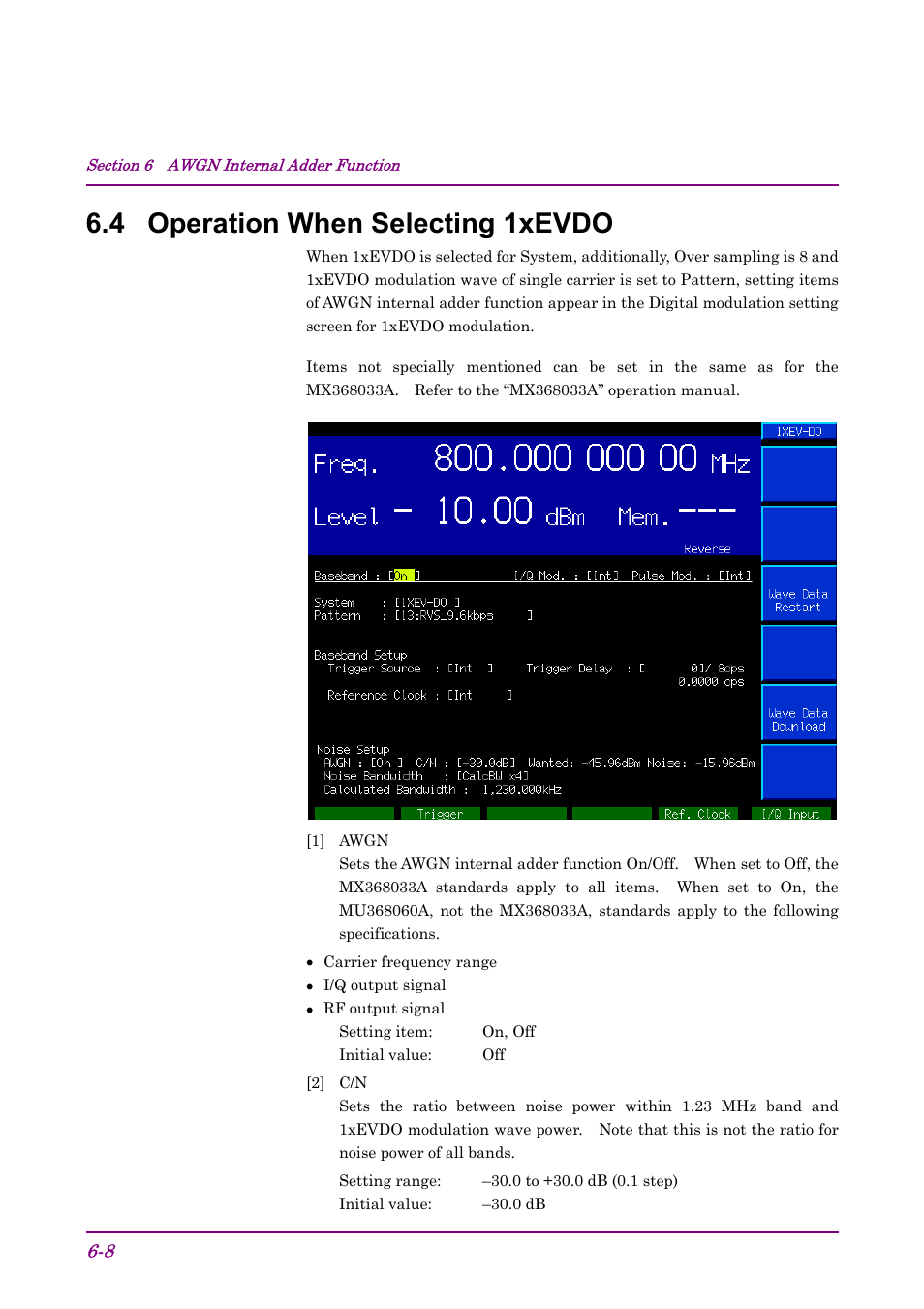 4 operation when selecting 1xevdo | Anritsu AWGN MU368060A User Manual | Page 40 / 82