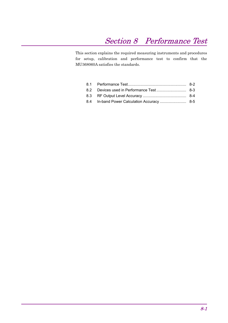 Section 8 performance test | Anritsu AWGN MU368060A User Manual | Page 67 / 82