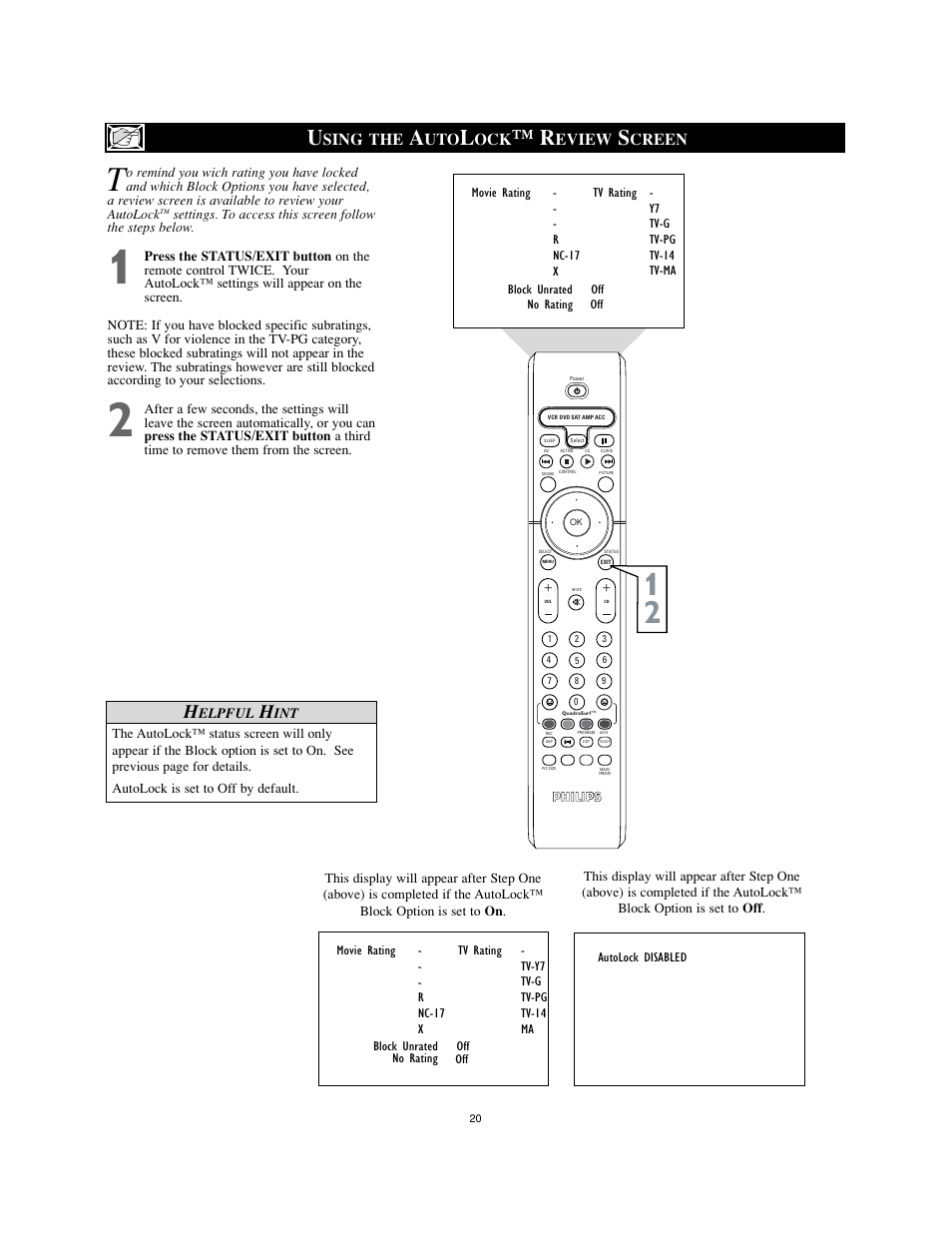 Sing the, Eview, Creen | Philips 34PW8502-37B User Manual | Page 20 / 39