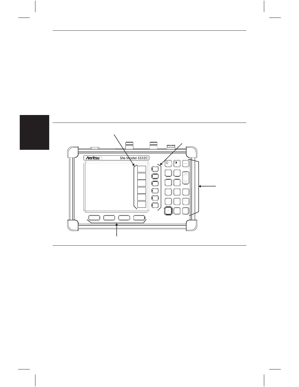 Func tion hard keys 2-3, Front panel overview, Chapter 2 functions and operations | Figure 2-1. site master soft keys | Anritsu S331C User Manual | Page 17 / 95