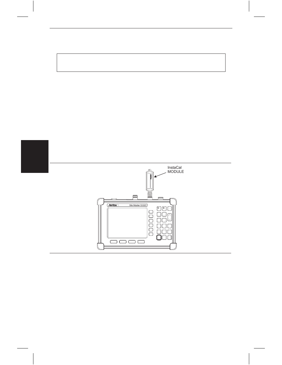 Auto scale 3-7, Am pli tude scale 3-7, Save and re call a setup 3-7 | Saving a setup 3-7, Instacal module calibration procedure, Calibration with the test port extension cable, Chapter 3 getting started, Start cal, Enter, Cal on | Anritsu S331C User Manual | Page 47 / 95