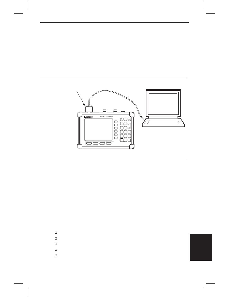 Cus tom ca ble list 7-6, Using software tools, Downloading traces from the site master | Interface cable installation, Select, And select, Return loss, Vswr, Dtf (distance-to-fault), Time/date stamp | Anritsu S331C User Manual | Page 80 / 95