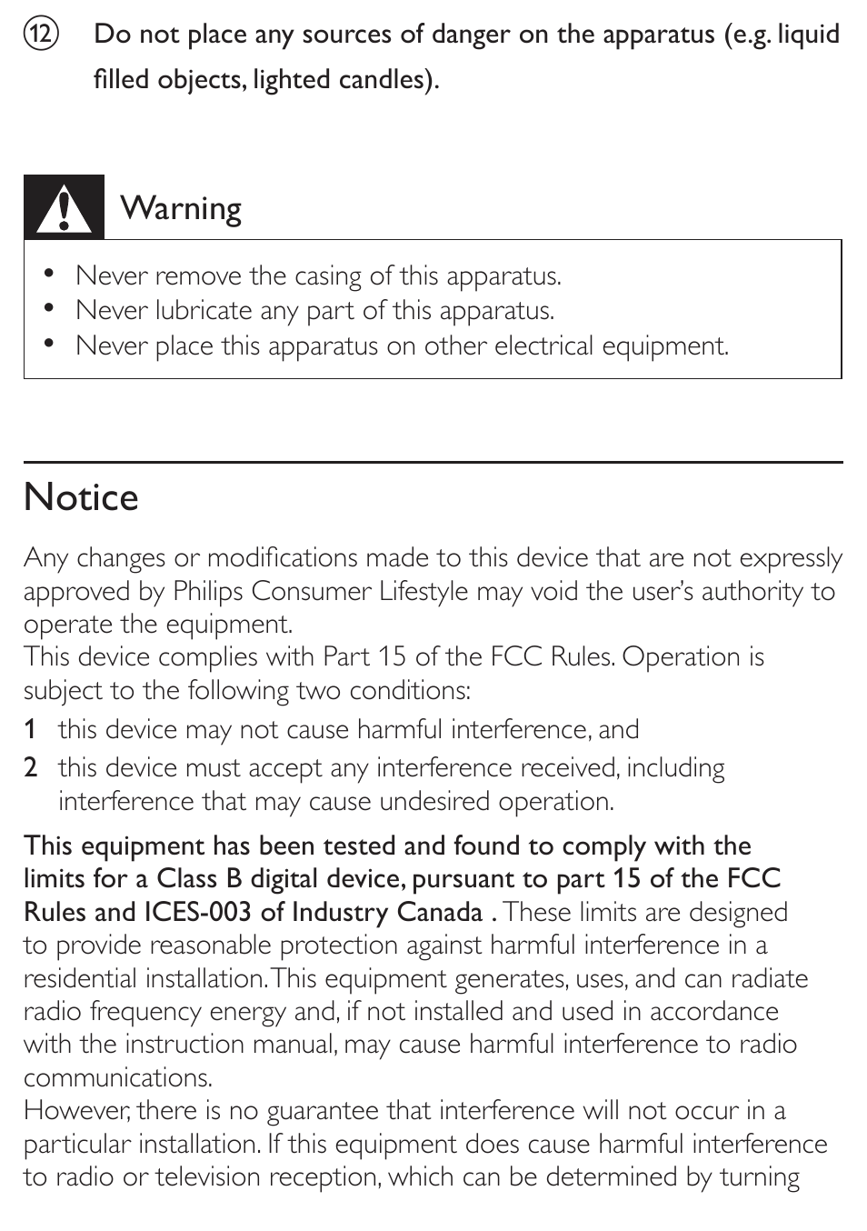 Notice | Philips SoundShooter Portable speaker SBA3005 Universal 3.5mm User Manual | Page 8 / 14
