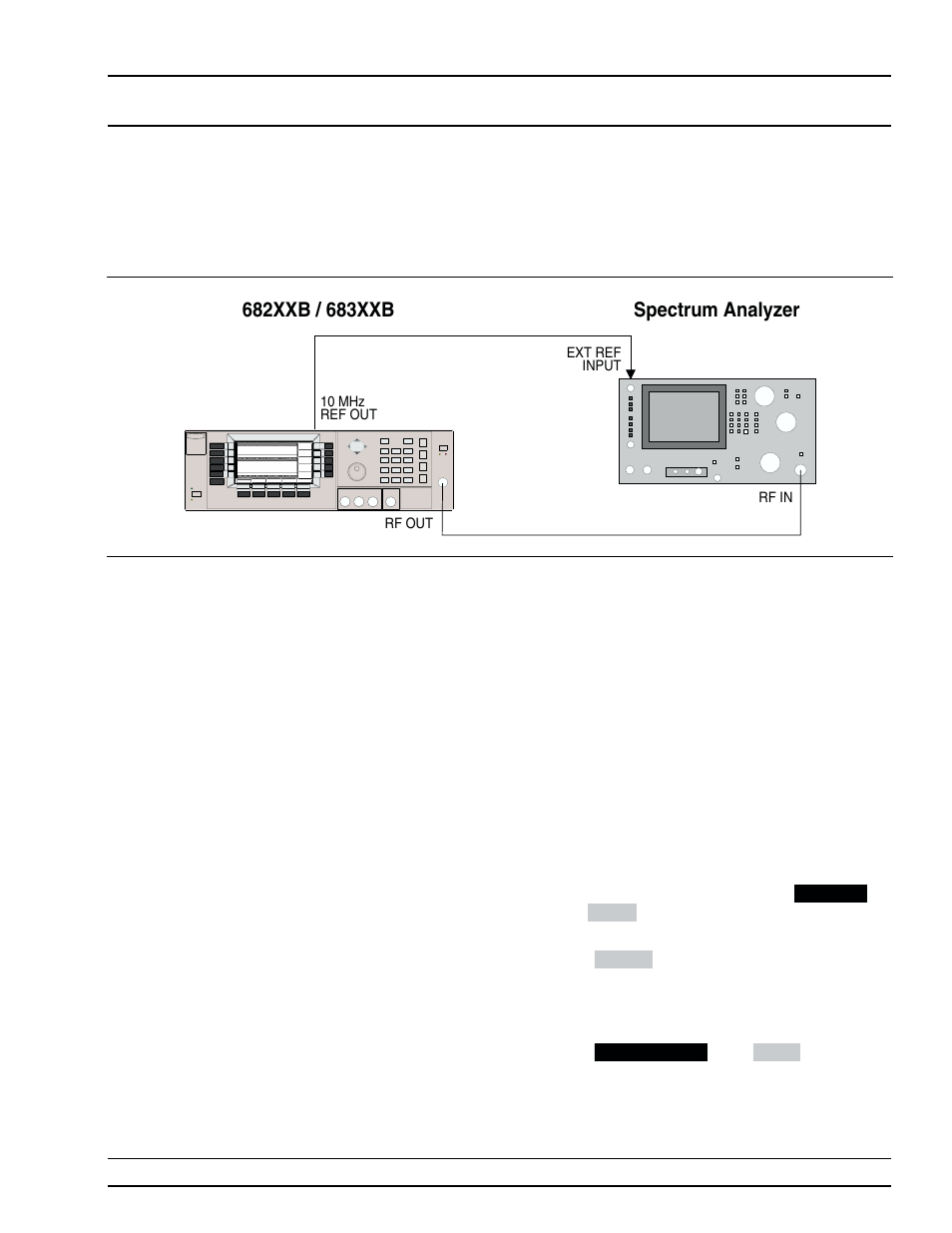 16 pulse modulation test: rf on/off ratio 3-45, Test setup 3-45, Test procedure 3-45 | Pulse modulation test: rf on/rf off ratio, 3-45, Pulse modulation test: rf on/off ratio 3-45, Test setup -45 test procedure -45, Spectrum analyzer | Anritsu 682XXB User Manual | Page 105 / 514