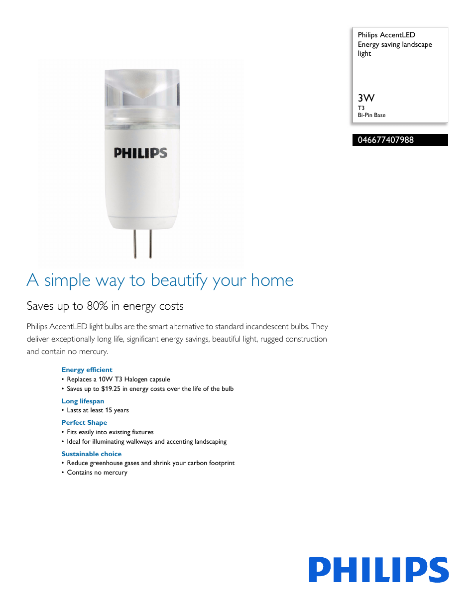 Philips 046677407988 User Manual | 2 pages