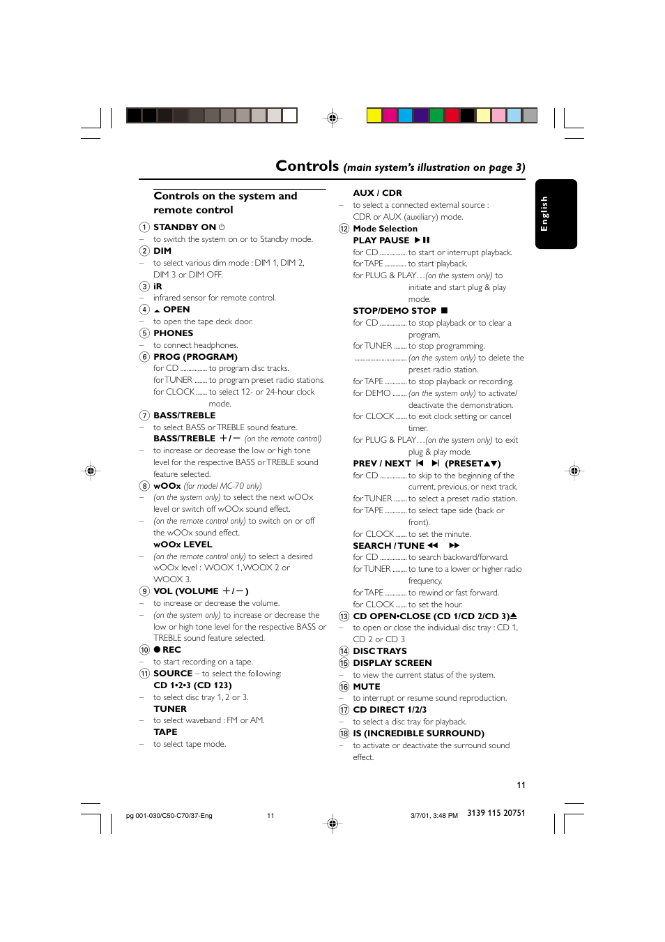 Controls | Philips MC503799 User Manual | Page 11 / 30