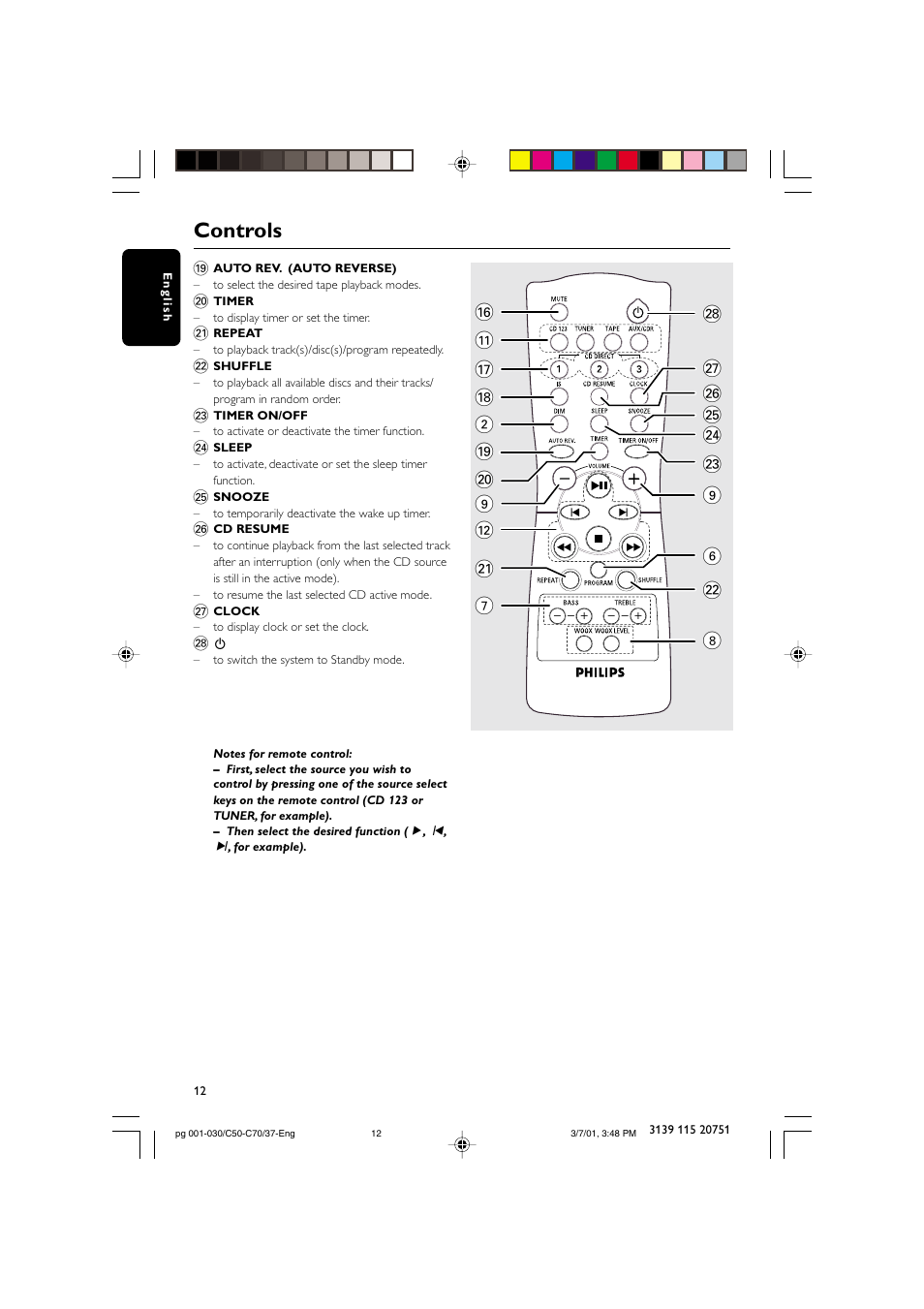 Controls | Philips MC503799 User Manual | Page 12 / 30