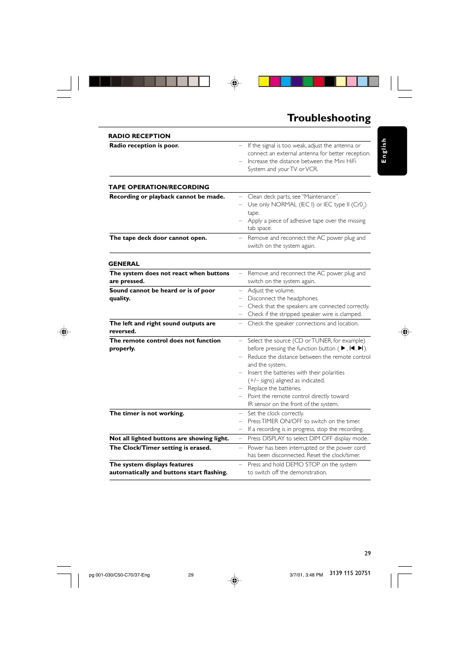 Troubleshooting | Philips MC503799 User Manual | Page 29 / 30