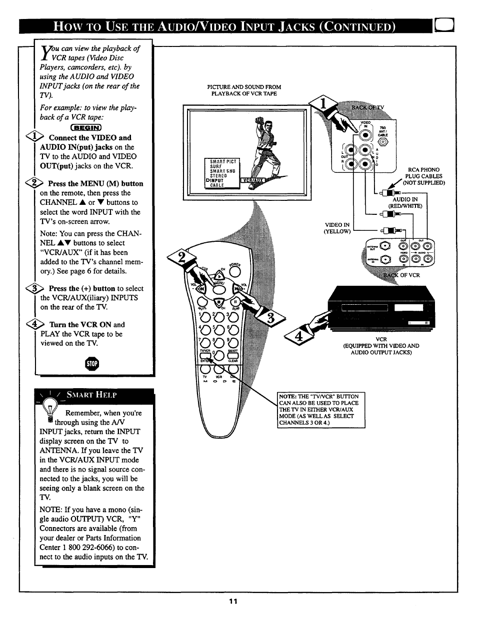 How to use the audioa^ideo input jacks (continued), How to u, Udio | Ideo, Nput, Acks, Ontinued | Philips 27TS54C User Manual | Page 11 / 24