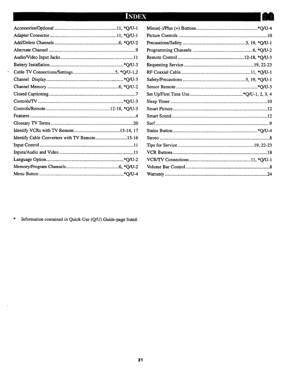 Index, Ndex | Philips 27TS54C User Manual | Page 21 / 24