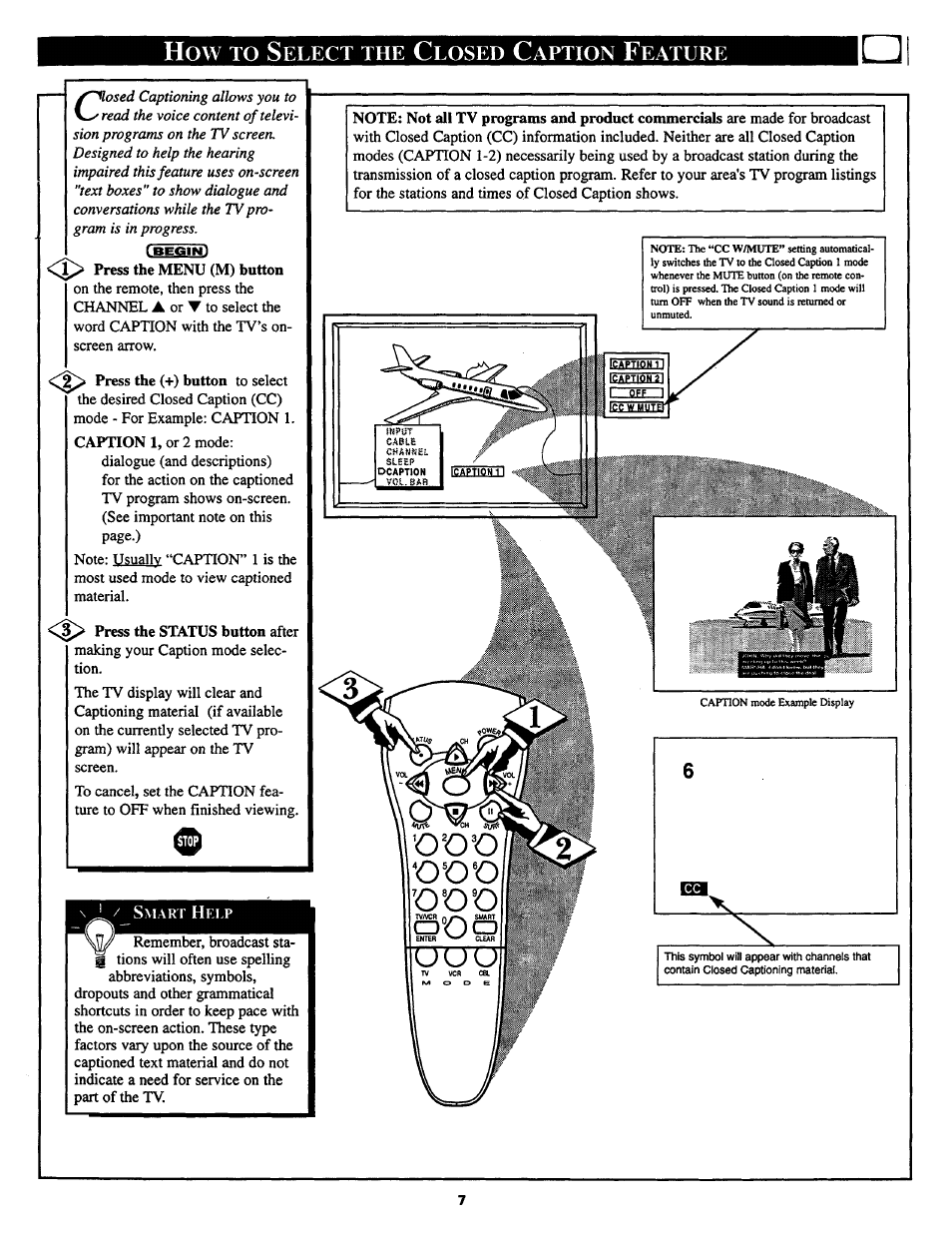 How to select the closed caption feature, How to s | Philips 27TS54C User Manual | Page 7 / 24