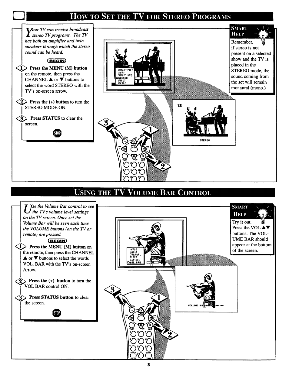 Using the tv volume bar control, Tv v | Philips 27TS54C User Manual | Page 8 / 24