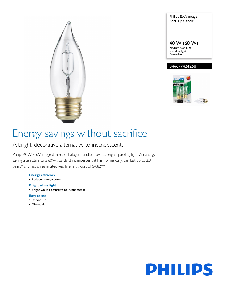 Philips 046677424268 User Manual | 2 pages