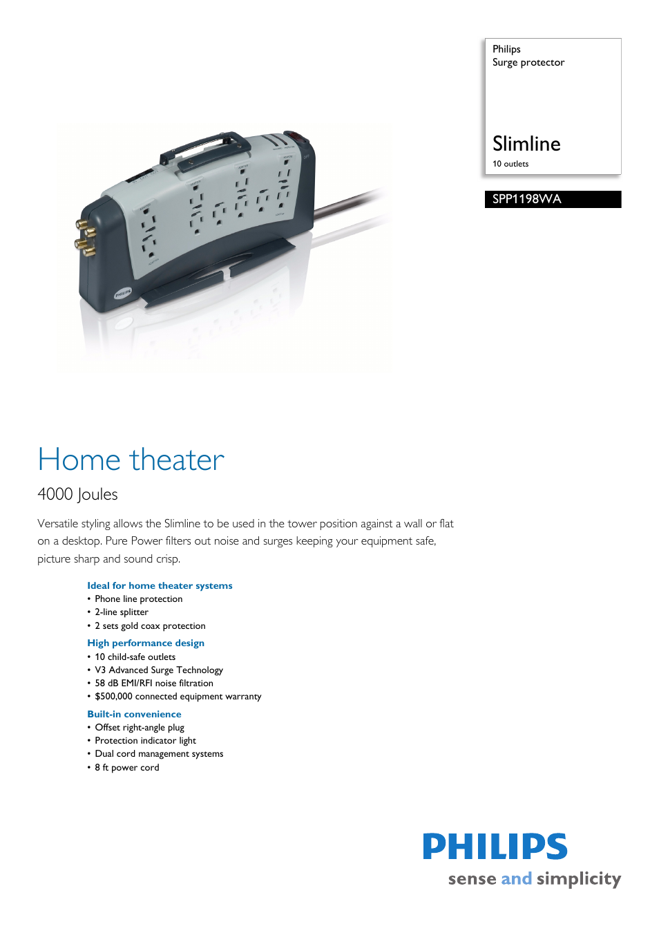 Philips SPP1198WA-17 User Manual | 2 pages