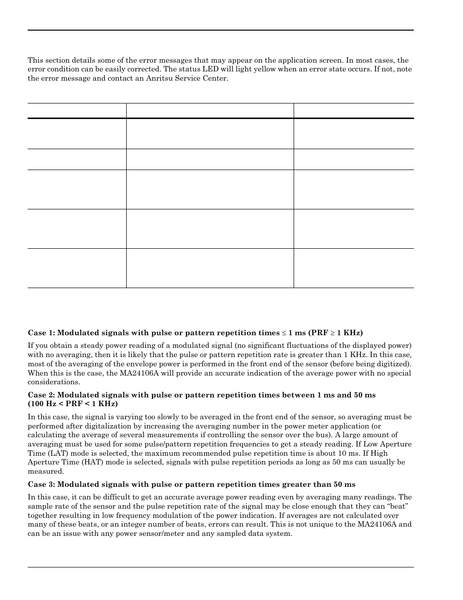 Error states, 9 measurement considerations, Time varying signals | Error states -14, Measurement considerations -14, Time varying signals -14 | Anritsu 0701012 User Manual | Page 32 / 70