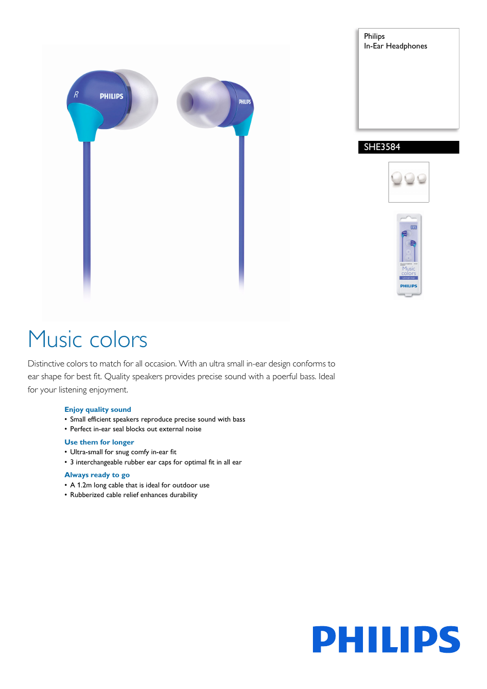 Philips SHE3584-28 User Manual | 2 pages