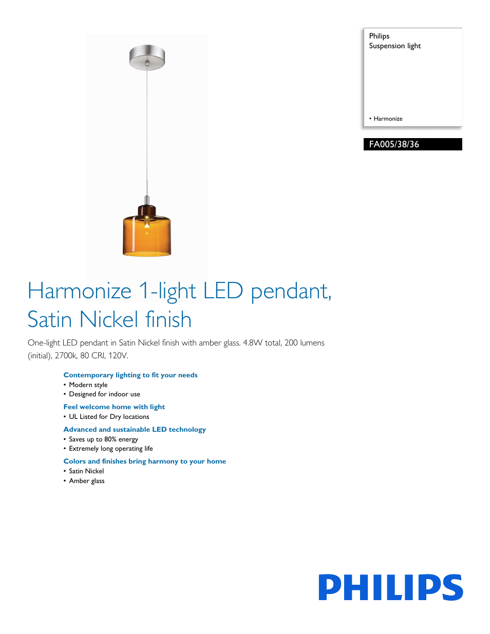 Philips FA0053836 User Manual | 2 pages