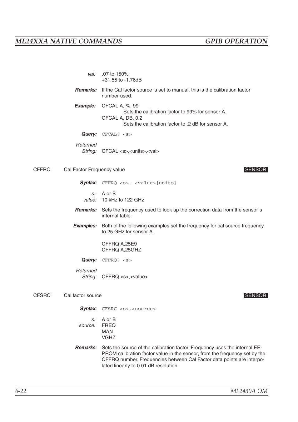 Ml24xxa native commands gpib operation | Anritsu ML2430A User Manual | Page 109 / 271