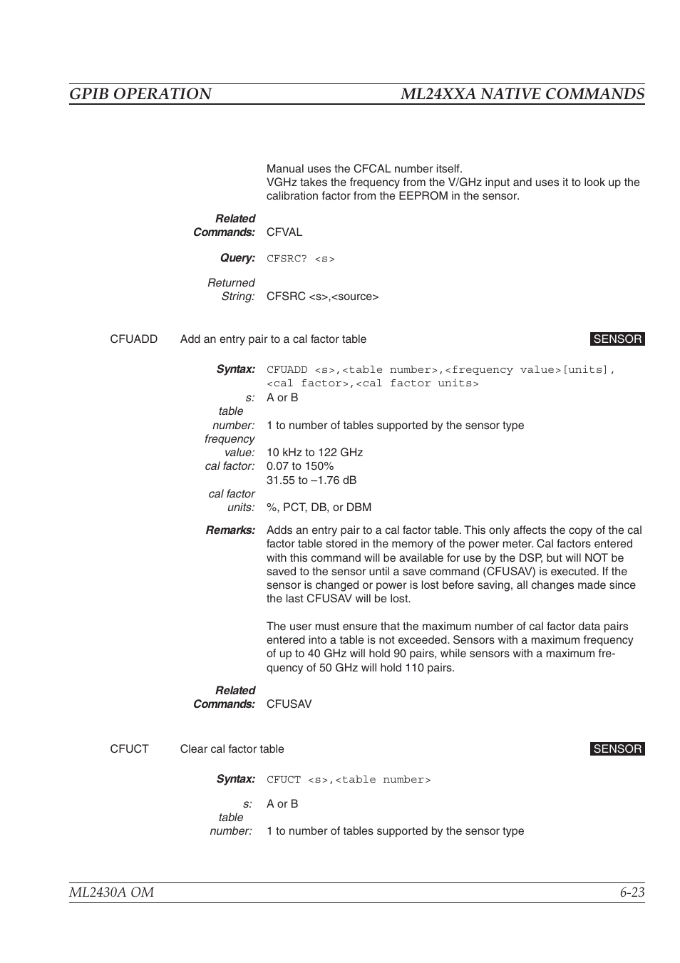 Gpib operation ml24xxa native commands | Anritsu ML2430A User Manual | Page 110 / 271