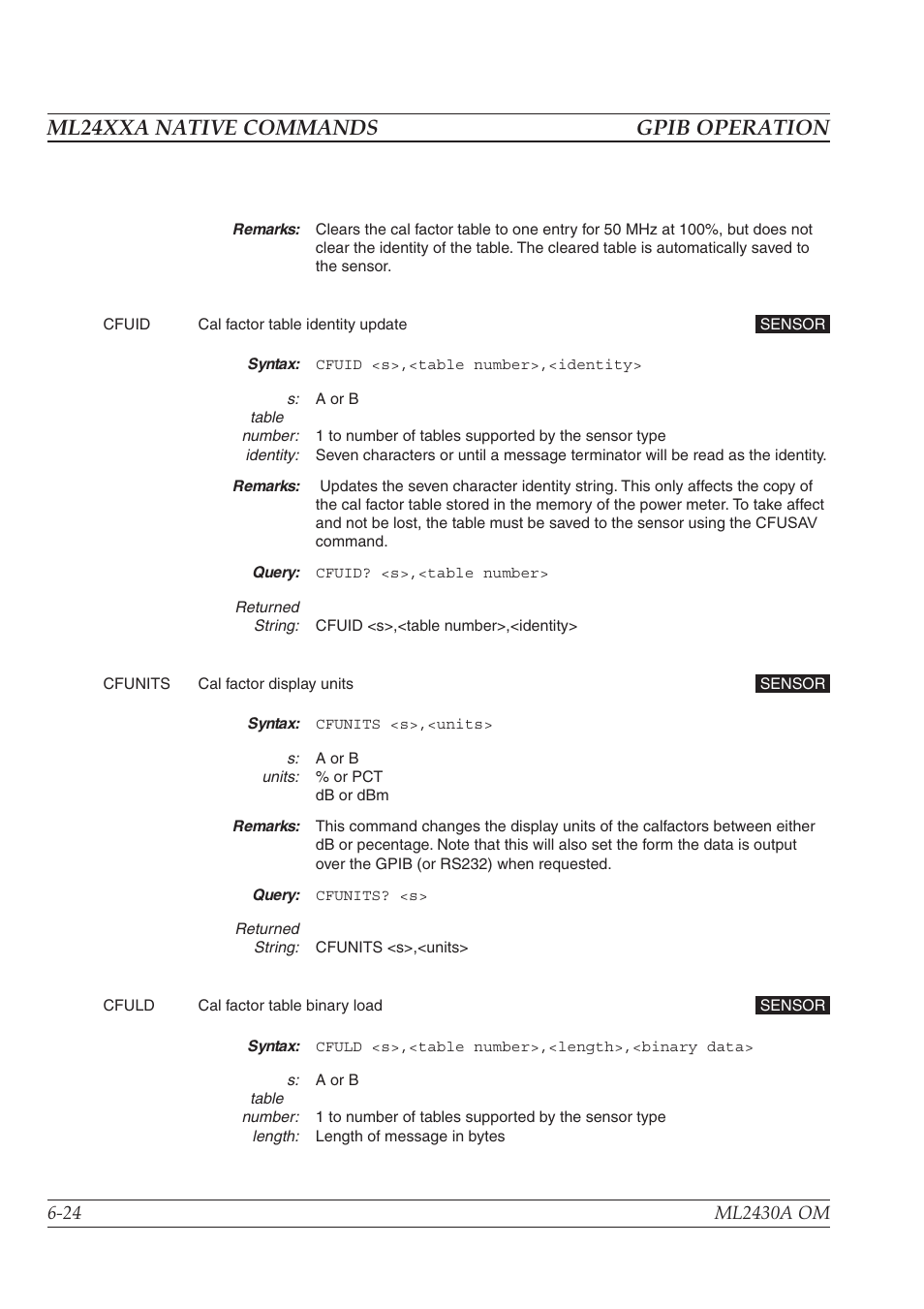 Ml24xxa native commands gpib operation | Anritsu ML2430A User Manual | Page 111 / 271
