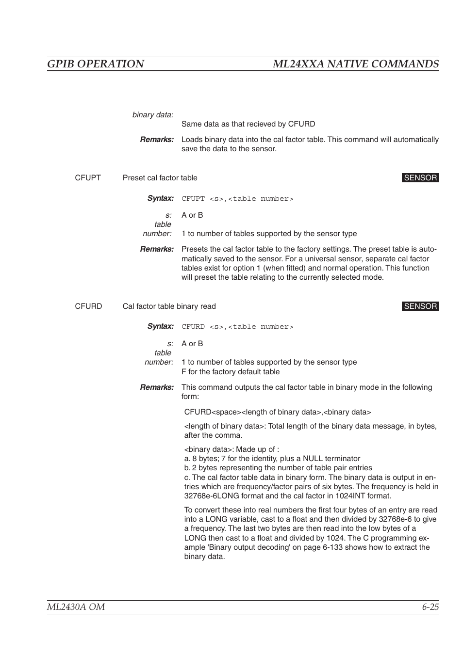Gpib operation ml24xxa native commands | Anritsu ML2430A User Manual | Page 112 / 271