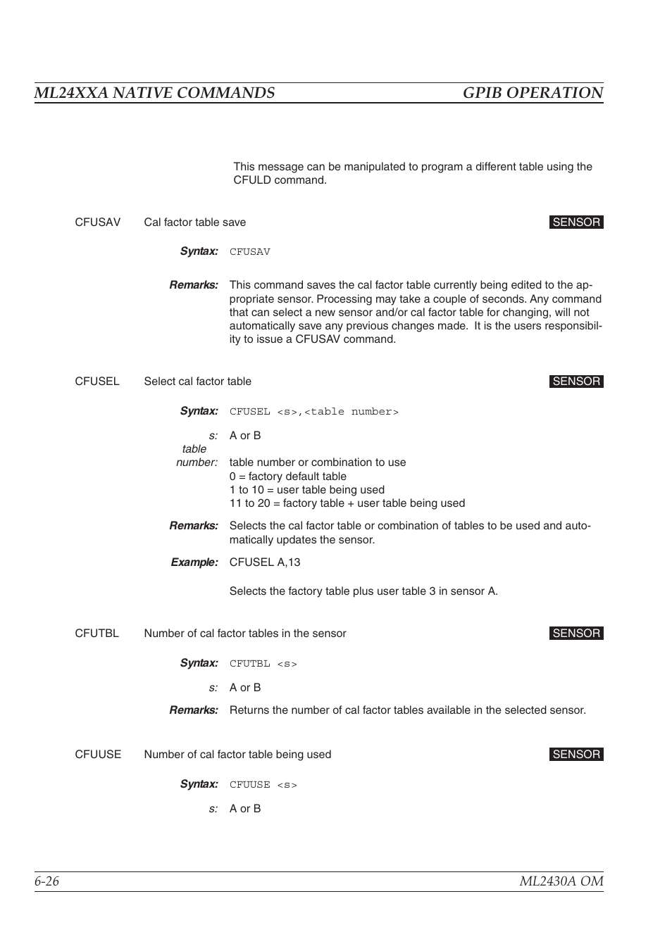 Ml24xxa native commands gpib operation | Anritsu ML2430A User Manual | Page 113 / 271