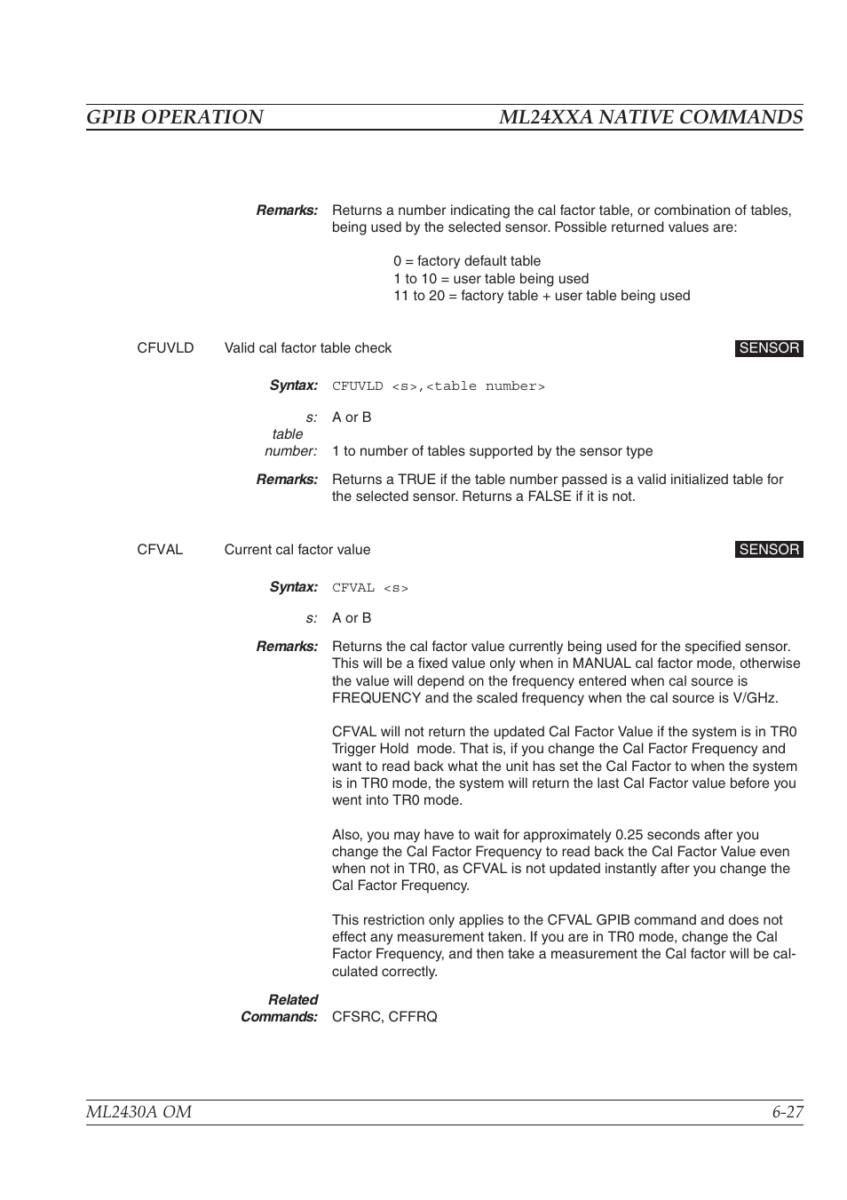 Gpib operation ml24xxa native commands | Anritsu ML2430A User Manual | Page 114 / 271