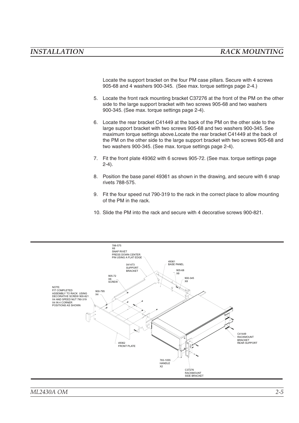 Installation rack mounting | Anritsu ML2430A User Manual | Page 17 / 271