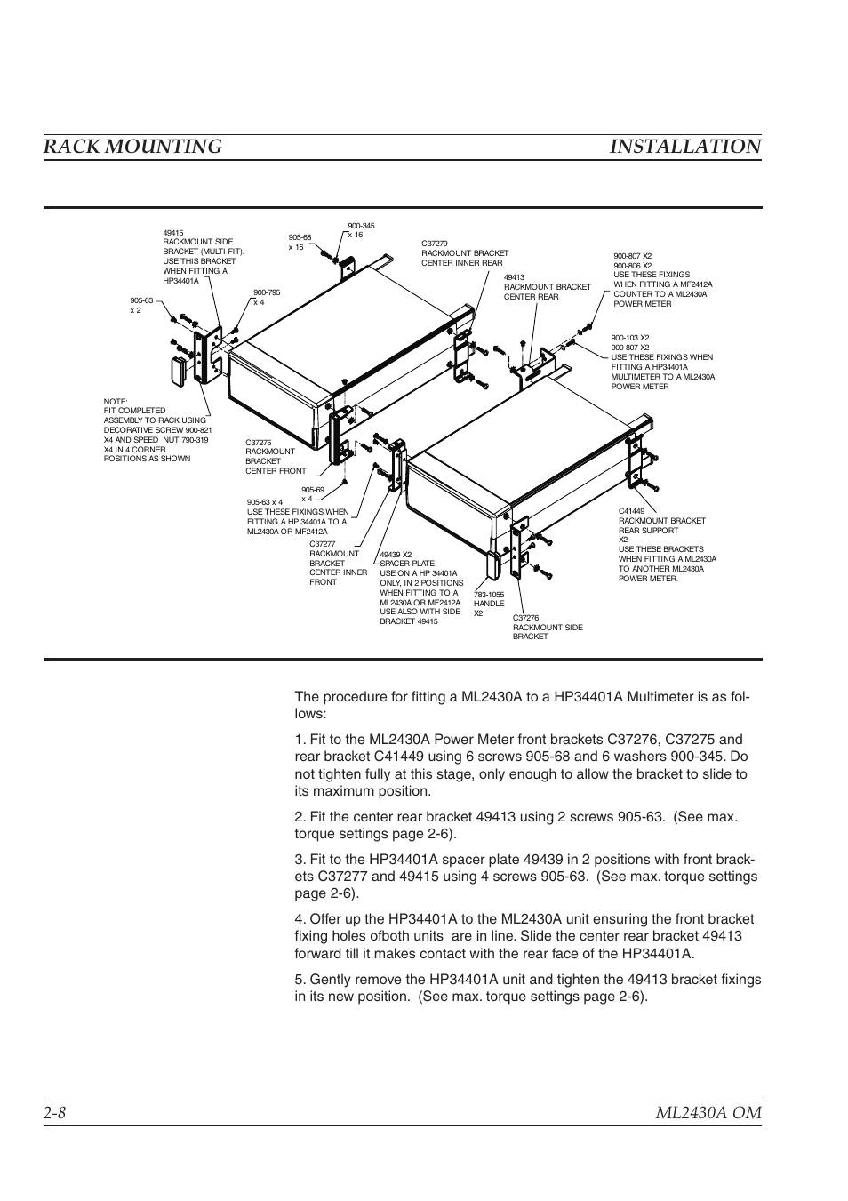 Rack mounting installation | Anritsu ML2430A User Manual | Page 20 / 271