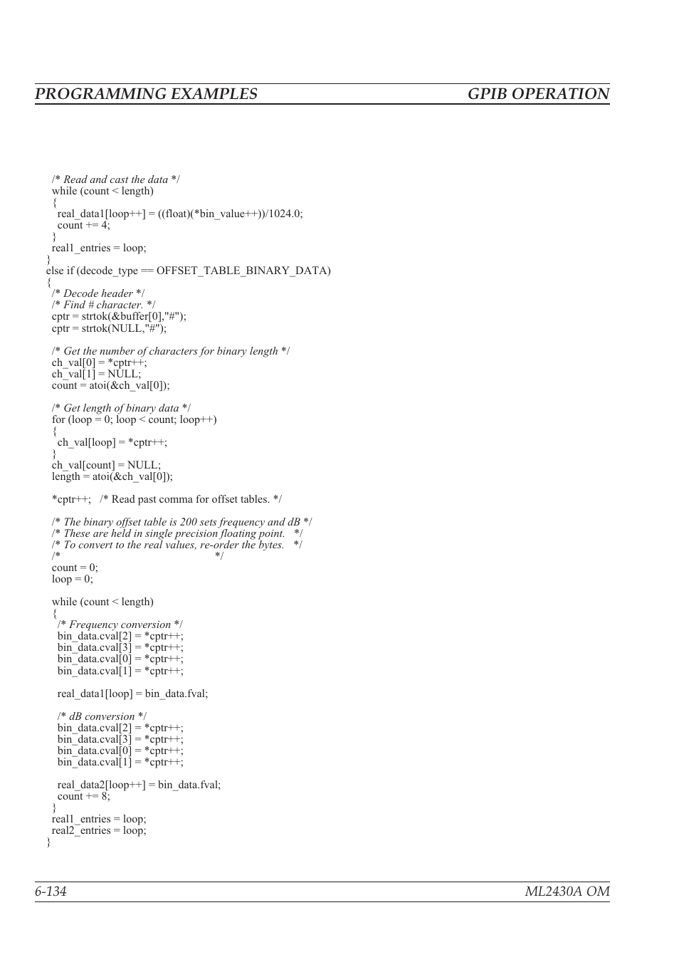 Programming examples gpib operation | Anritsu ML2430A User Manual | Page 221 / 271