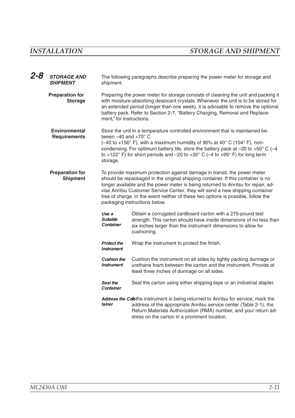 Chapter 3 - connections, Introduction -1, Front panel connectors -1 | Installation storage and shipment | Anritsu ML2430A User Manual | Page 23 / 271