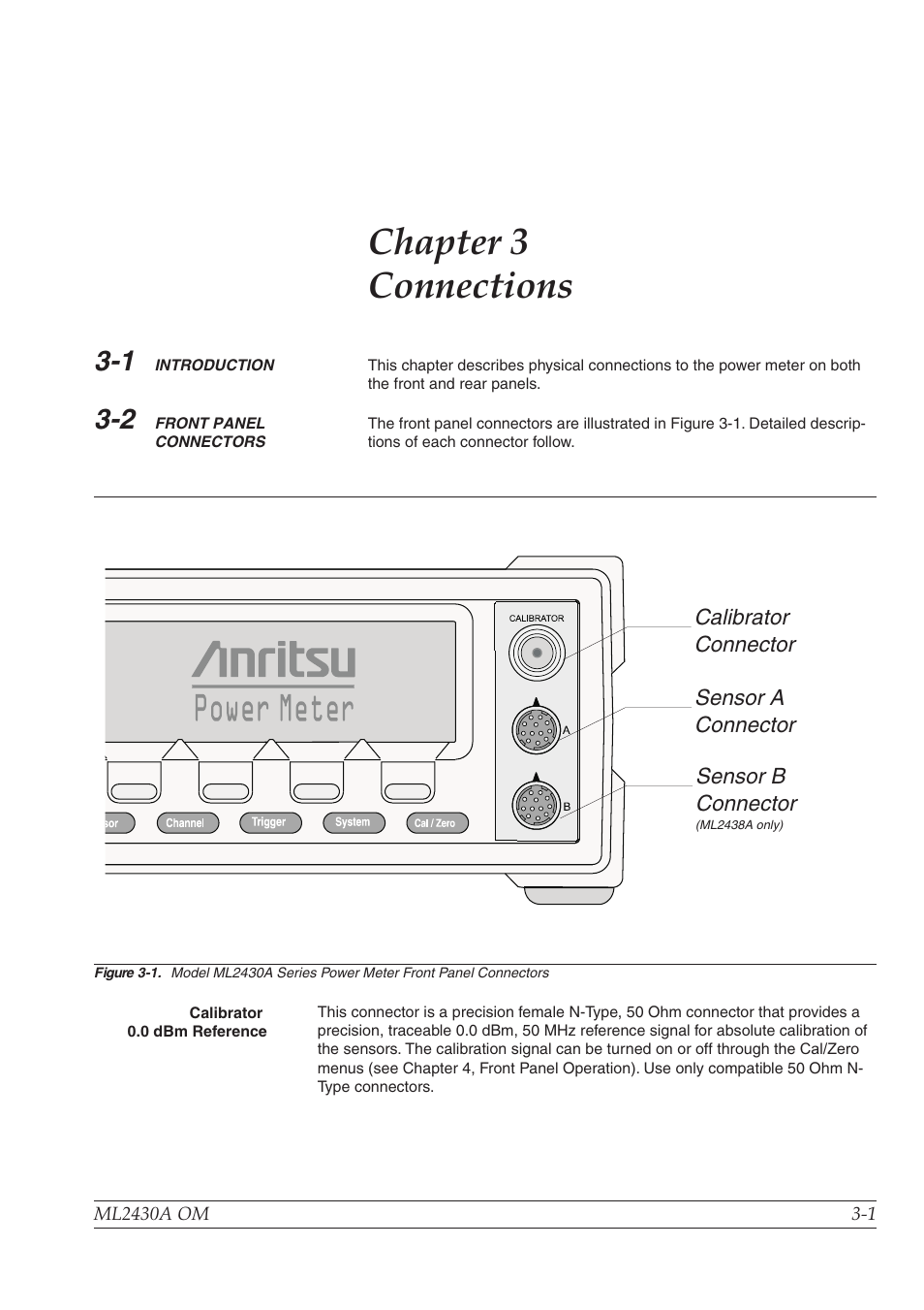 Chapter 3, Chapter 3 connections | Anritsu ML2430A User Manual | Page 25 / 271