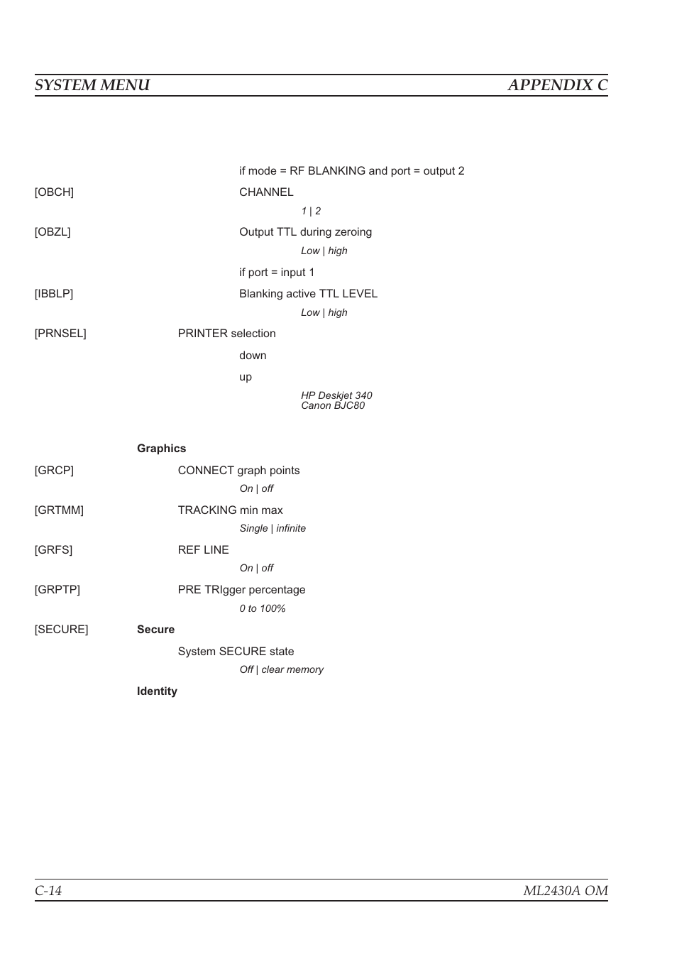 System menu appendix c | Anritsu ML2430A User Manual | Page 267 / 271