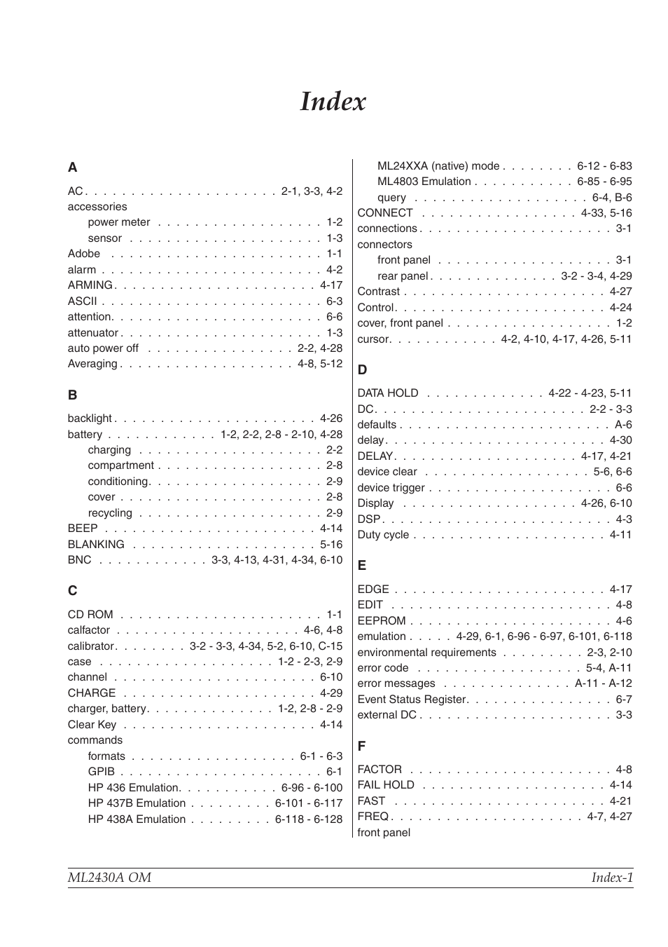 Index | Anritsu ML2430A User Manual | Page 269 / 271