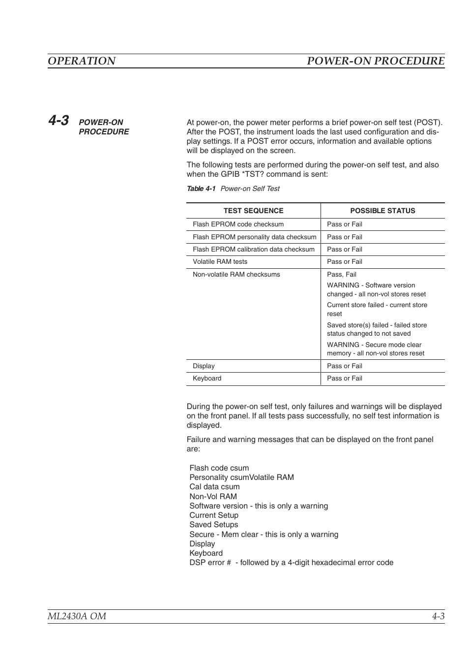 Sensor menu4-5, Operation power-on procedure | Anritsu ML2430A User Manual | Page 31 / 271