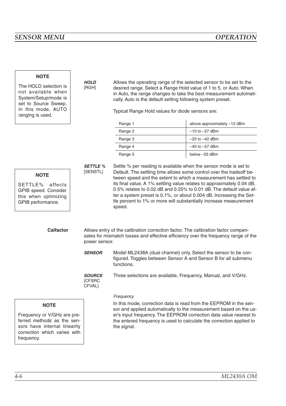 Sensor menu operation | Anritsu ML2430A User Manual | Page 34 / 271