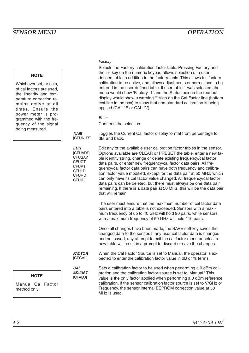 Sensor menu operation | Anritsu ML2430A User Manual | Page 36 / 271