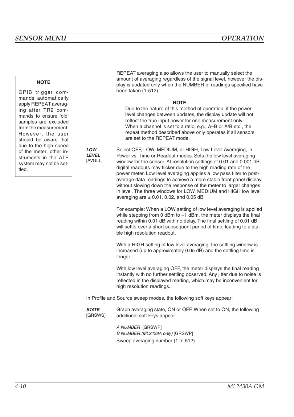 Channel menu -12, Sensor menu operation | Anritsu ML2430A User Manual | Page 38 / 271