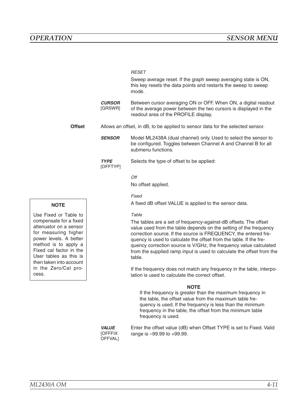Operation sensor menu | Anritsu ML2430A User Manual | Page 39 / 271
