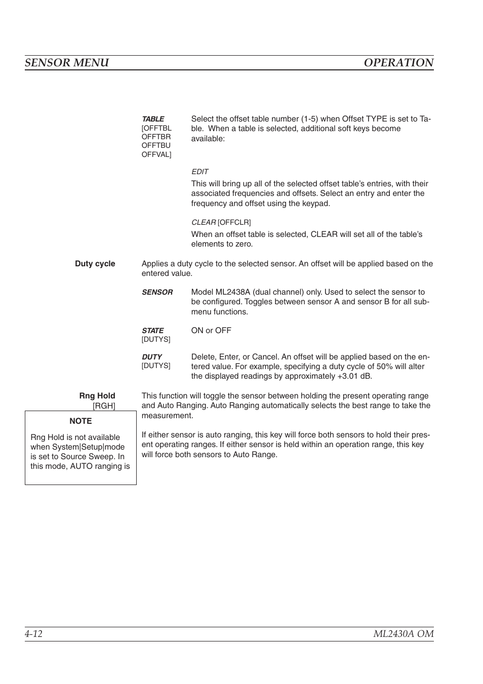 Sensor menu operation | Anritsu ML2430A User Manual | Page 40 / 271