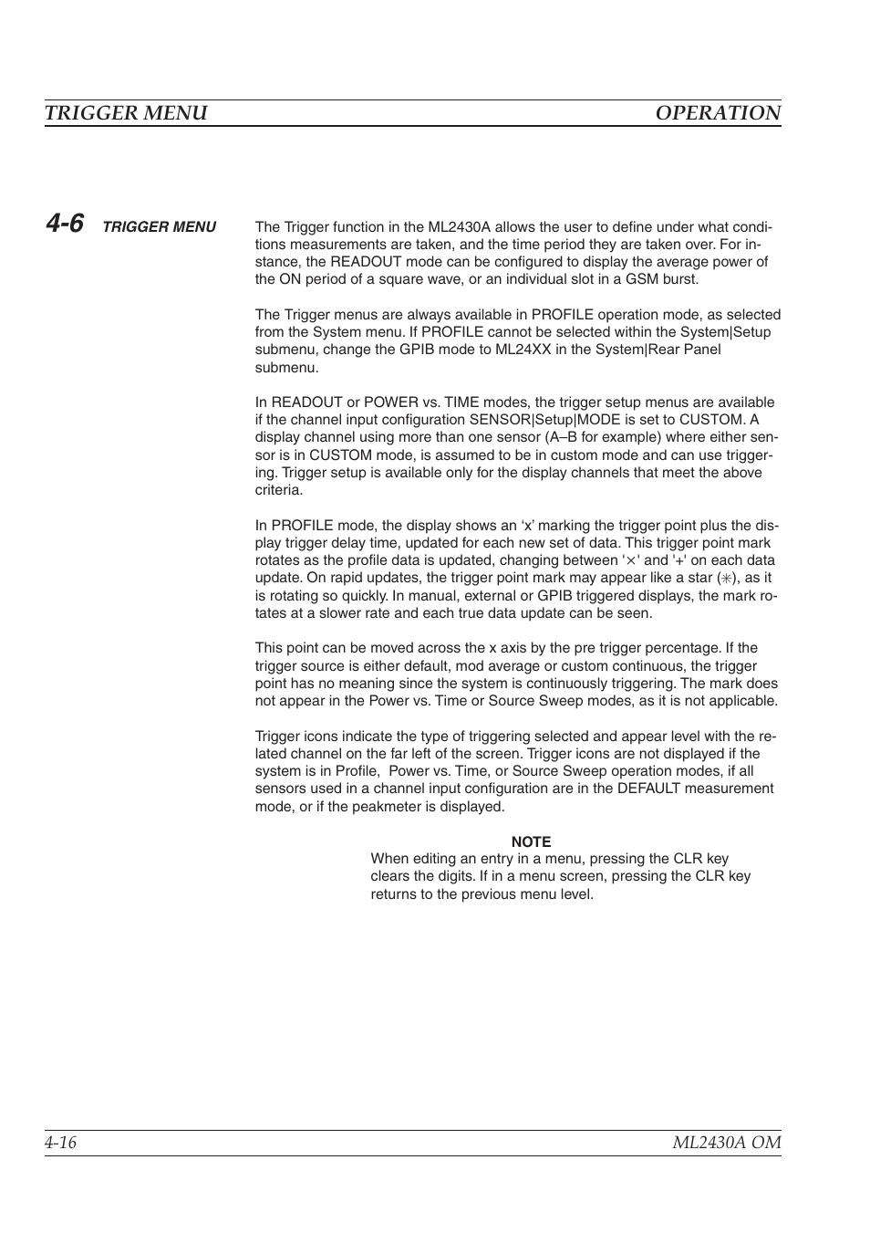 Trigger menu operation | Anritsu ML2430A User Manual | Page 44 / 271