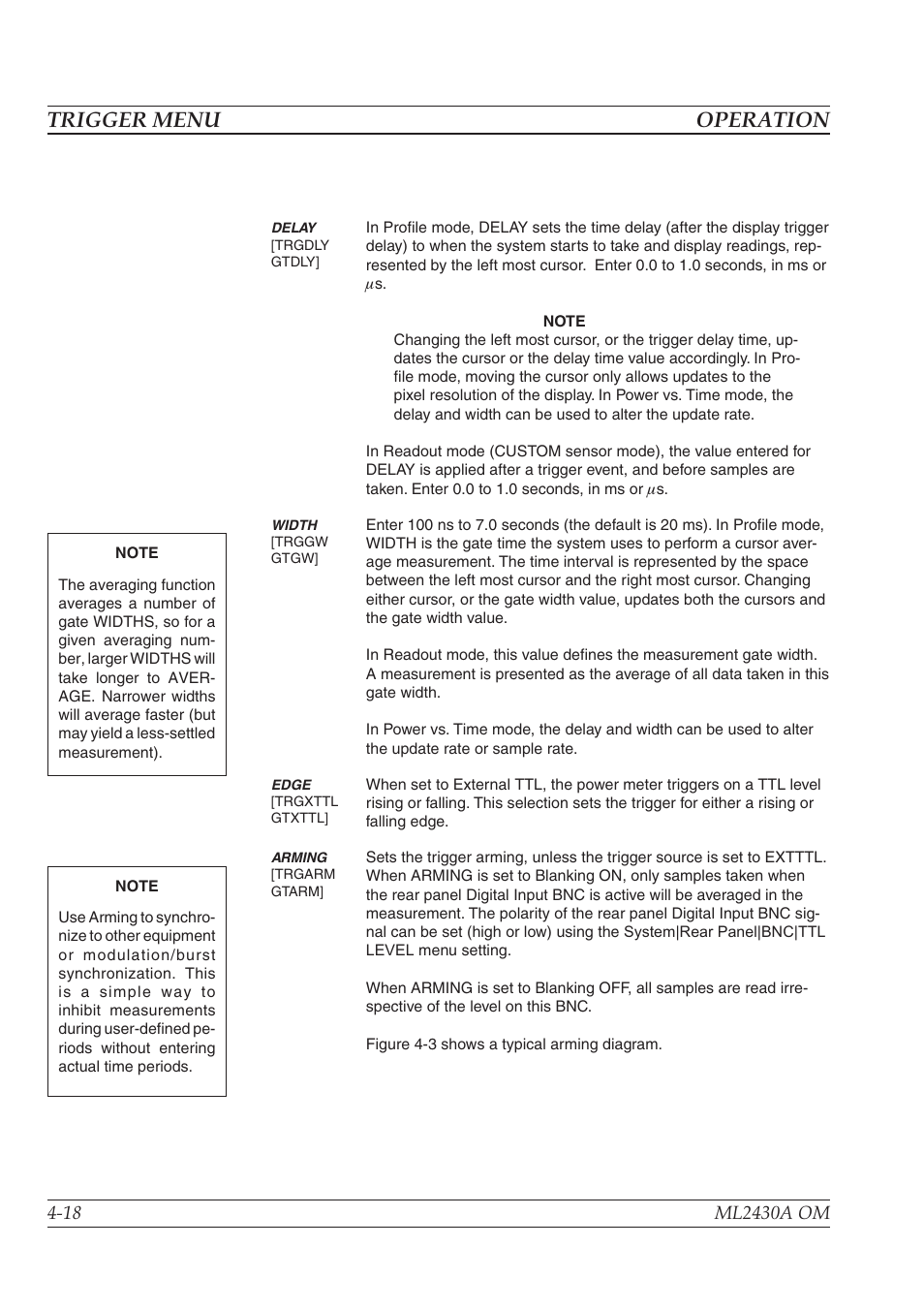 System menu -20, Trigger menu operation | Anritsu ML2430A User Manual | Page 46 / 271