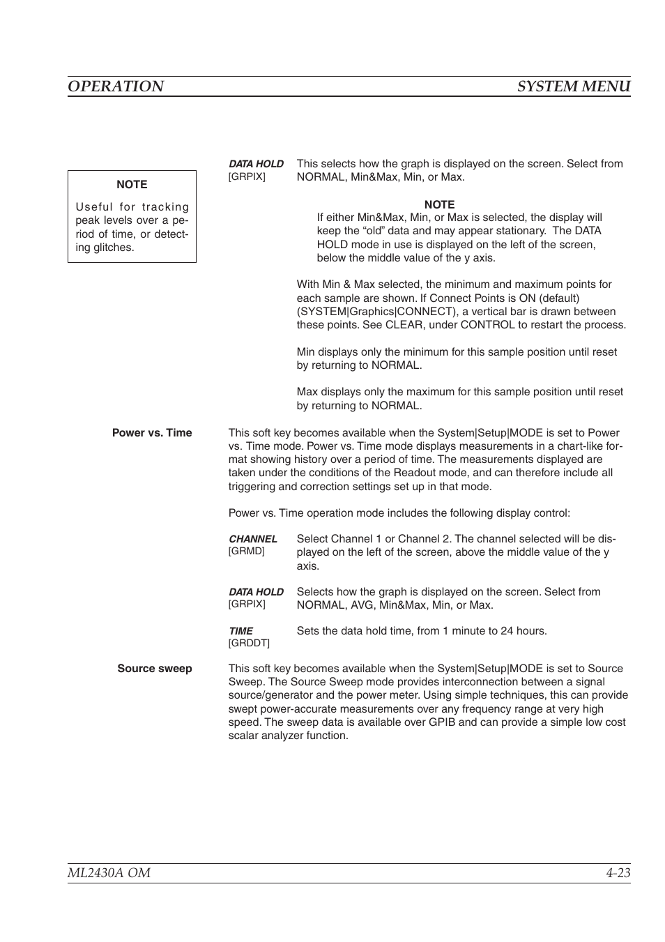 Operation system menu | Anritsu ML2430A User Manual | Page 51 / 271