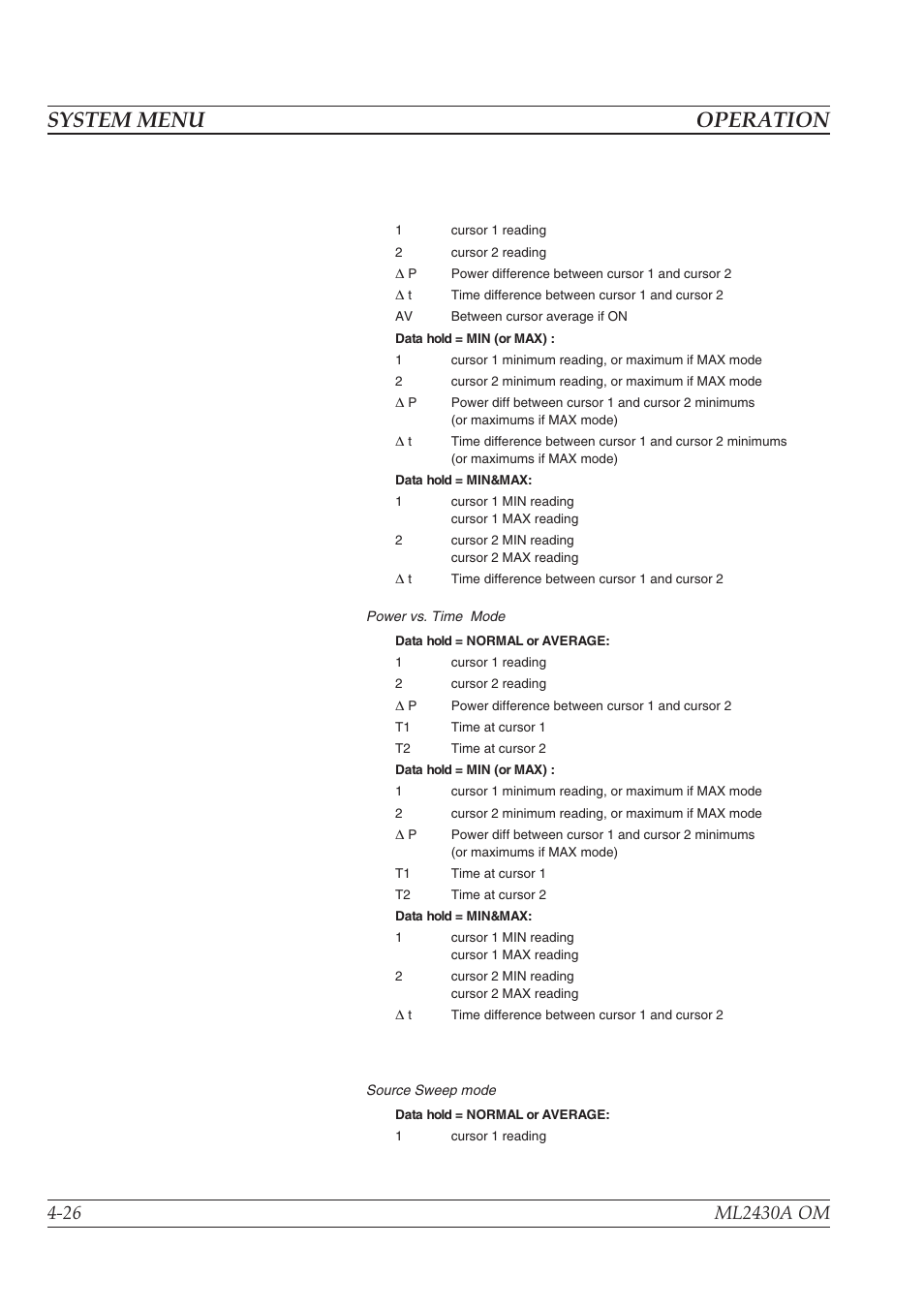 System menu operation | Anritsu ML2430A User Manual | Page 54 / 271