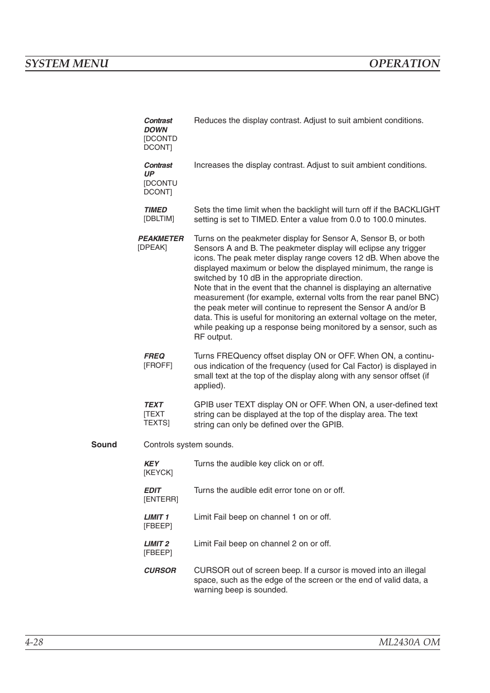 System menu operation | Anritsu ML2430A User Manual | Page 56 / 271