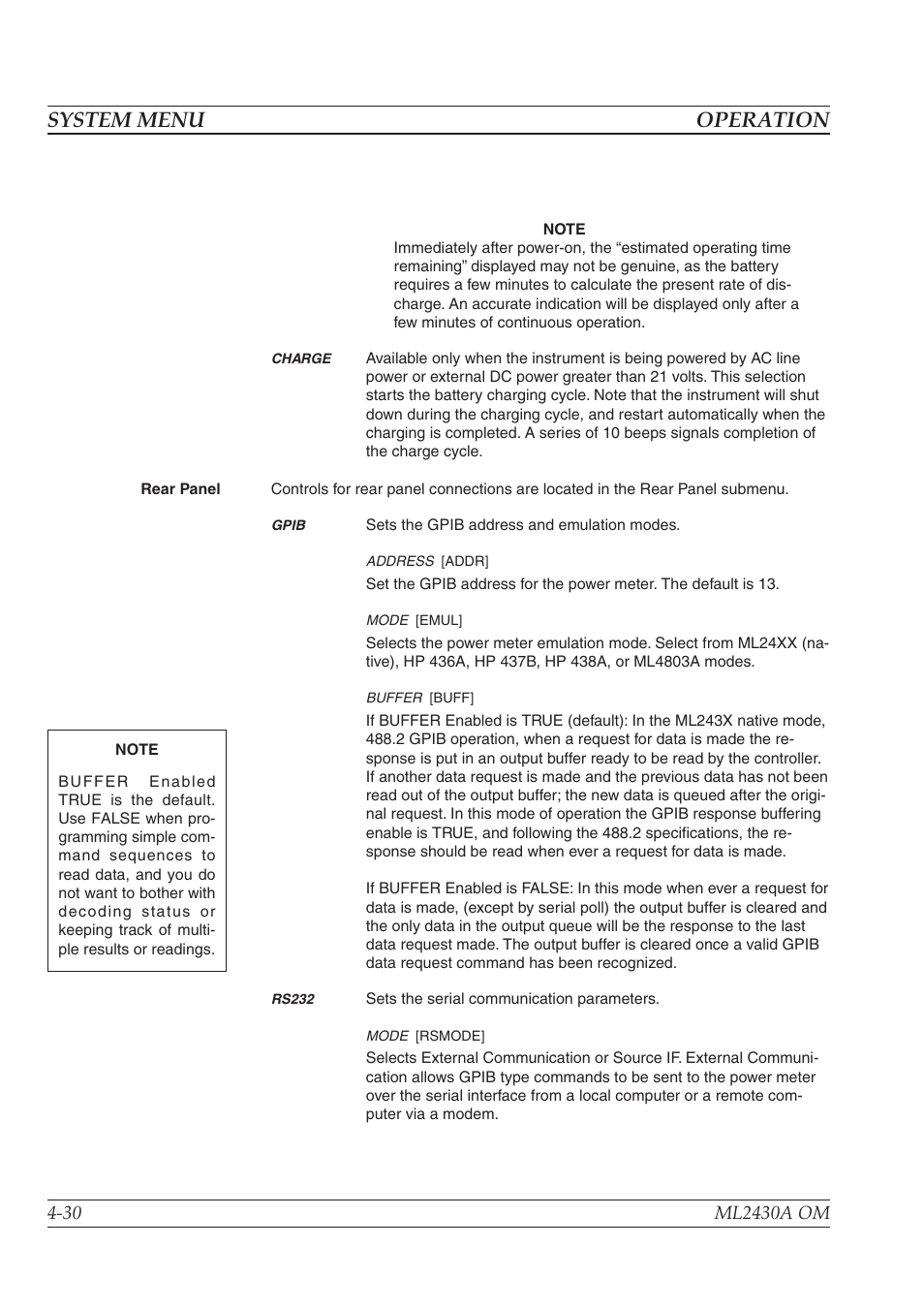 System menu operation | Anritsu ML2430A User Manual | Page 58 / 271