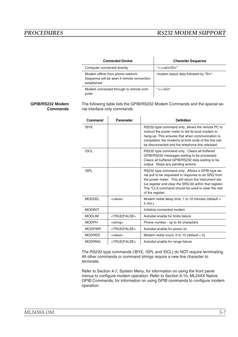 Procedures rs232 modem support | Anritsu ML2430A User Manual | Page 70 / 271