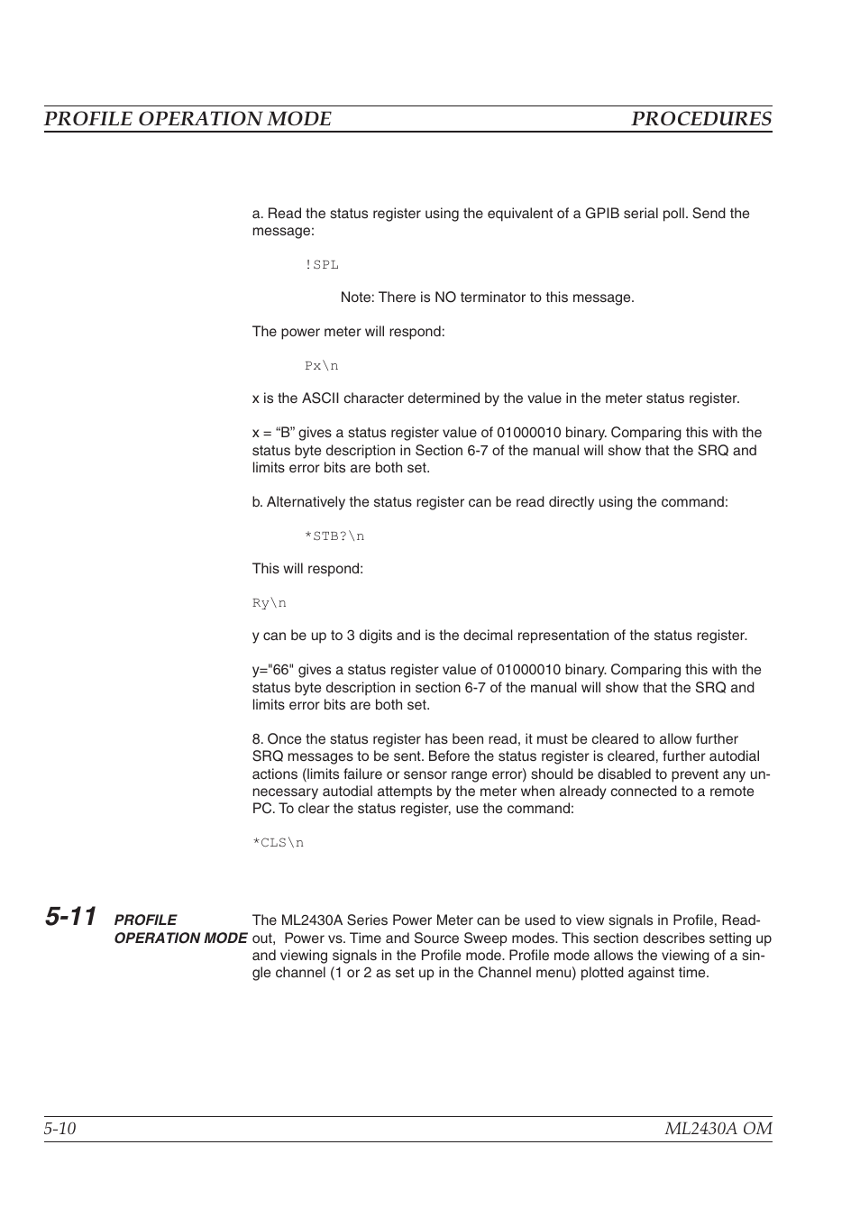 Profile operation mode procedures | Anritsu ML2430A User Manual | Page 73 / 271
