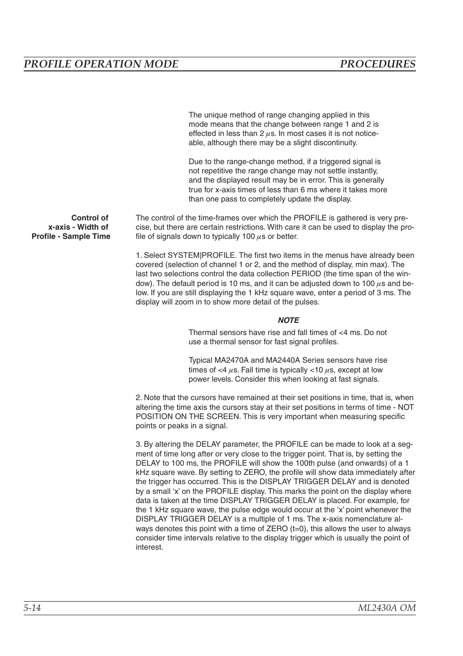 Source sweep mode -17, Profile operation mode procedures | Anritsu ML2430A User Manual | Page 77 / 271