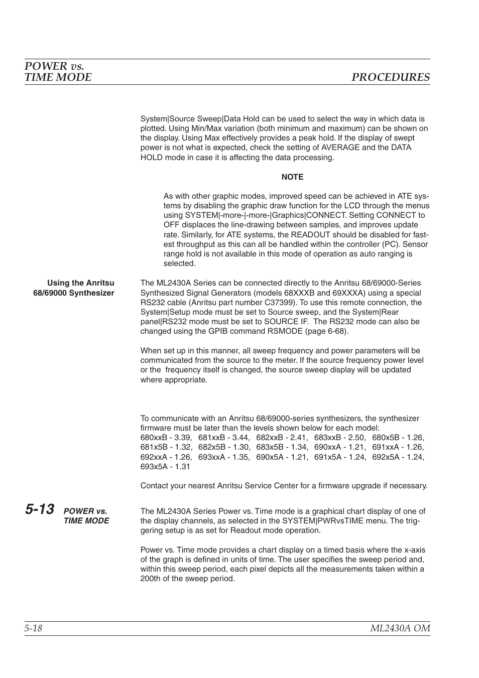 Optimizing readings -21, Power vs. time mode procedures | Anritsu ML2430A User Manual | Page 81 / 271